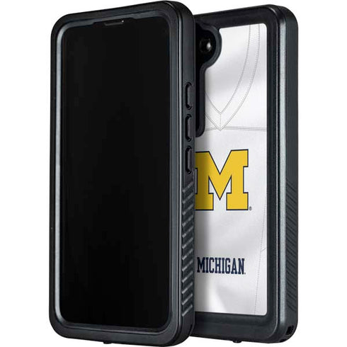 University of Michigan White Jersey Galaxy S24 Plus Waterproof Case